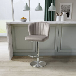 Aymar Upholstered Adjustable Height Counter Stool with Metal Frame
