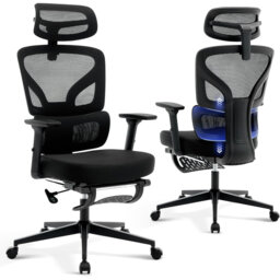 Ergonomic Office Chair, Desk Chair with 3D Lumbar Support, Adjustable Armrests, Headrest & Scratch-Free Wheels, Computer Chair with 140 kg Weight Capa