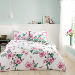 Floral Polycotton Duvet Cover Set with Pillowcases, Single Double King, Soft and Durable Quilt Cover Bedset
