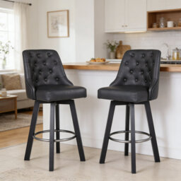 Swivel Upholstered Counter Stool with Metal Frame