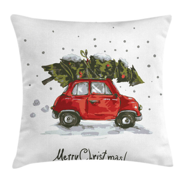 Haghbarth Christmas Car with Tree Outdoor Cushion Cover