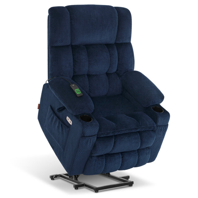 "Dual Motor Power Recliner Lift Chair with Massage and Heat for Height 5'7""-6'2"", Infinite Position, Extended Footrest, Fabric"