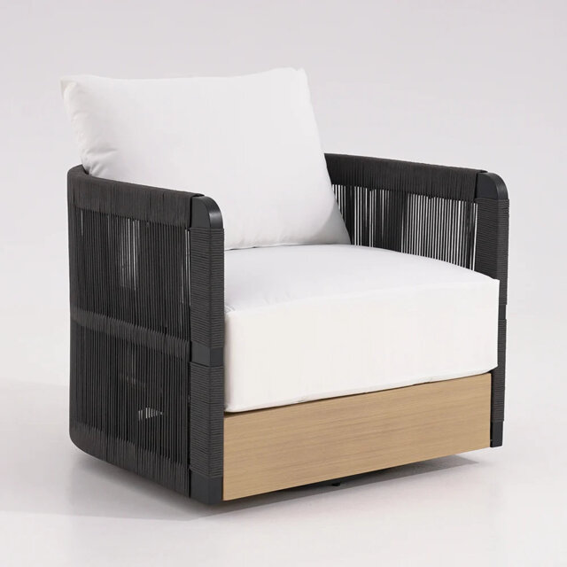 Rotatable Garden Lounge Chair with Cushion Patio or Conservatory Outdoor Swivel Patio Rotating Chair