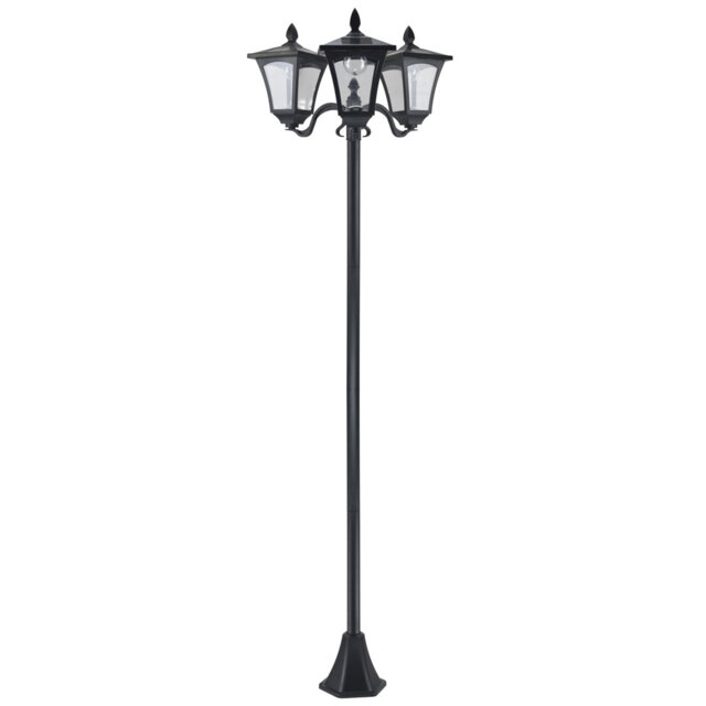 Outsunny 1.8m Garden Solar Post Lights 3 Way Head Outdoor Lamp IP44, Black