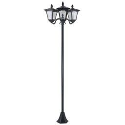 Outsunny 1.8m Garden Solar Post Lights 3 Way Head Outdoor Lamp IP44, Black