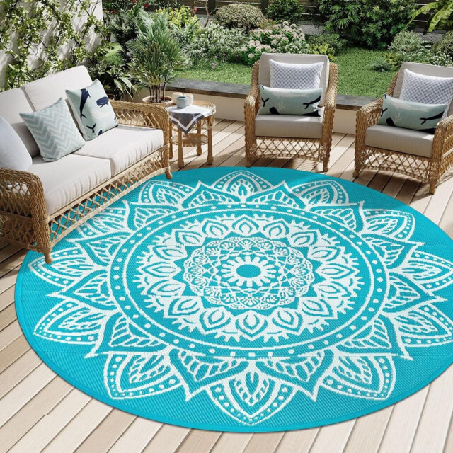 Outdoor Rugs Round Waterproof Outdoor Garden Patio Rug