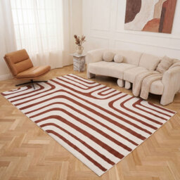 Loft Modern Curved Line Living Room Area Rug and Runner Soft Pile