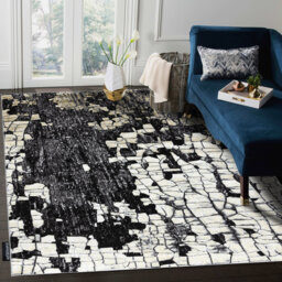 Modern de Luxe rug for the living room, bedroom, brick paving - structural gold / gray
