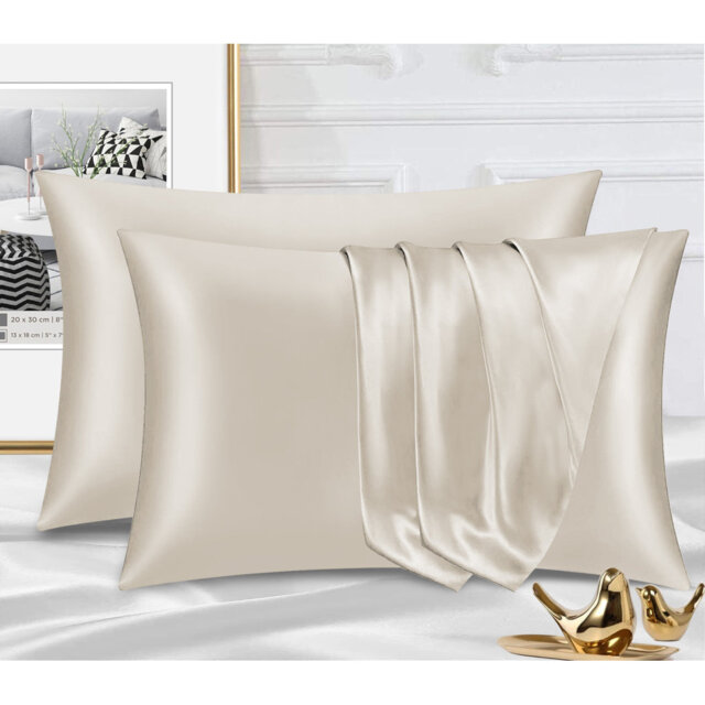 Satin Silk Pillow Cases Pack of 4 Super Soft Smooth Pillow Covers Breathable Hypoallergenic Envelope Closure