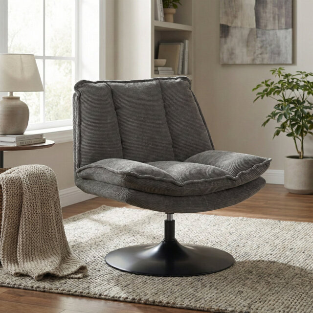 Corduroy Upholstered Swivel Accent Chair