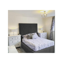 Odie Plush Velvet Upholstered Bed Frame - Sprung Slats, Padded Headboard
