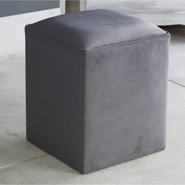 Henton 40cm Wide Velvet Square Solid Colour Pouffe Ottoman