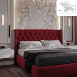 Rebeca Wingback Ottoman Storage Bed - Plush Velvet Gas Lift Bed Frame with Headboard
