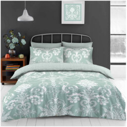Luxury Printed Polycotton Bedding Set with Duvet Cover Fitted Sheet Pillowcases Soft Easy Care Bedding