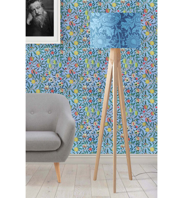 21cm H Linen Drum Lamp Shade ( Uno ) in Blue