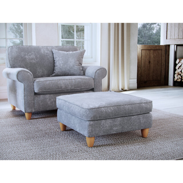 Clarkfield Slub Chenille Upholstered Footstool