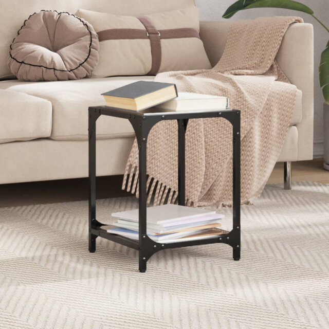 Metro Lane Coffee Table With Transparent Glass Top 30X30x40 Cm Steel