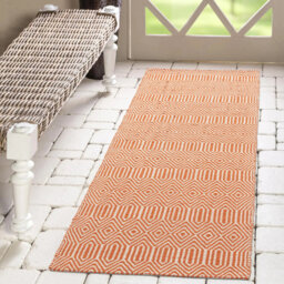 Mosig Handwoven Cotton/Wool Orange/White Rug