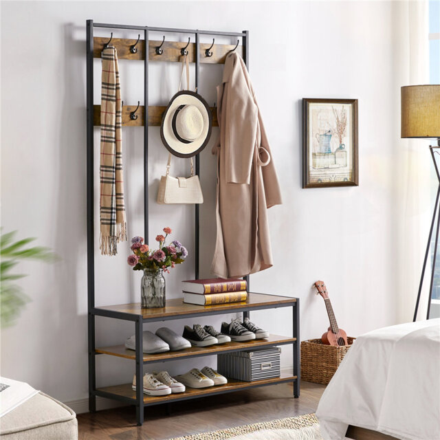 Hall Tree 100cm Wide with Bench and Shoe Storage