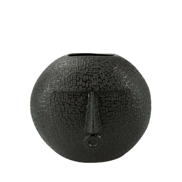 Textured Ceramic Vase for the Living Room, Round Face Design Decorative Vase