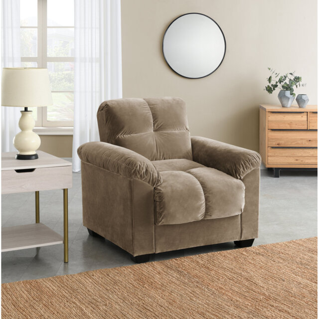 Kate 1 Seater Accent Chairs with Storage in Velvety Brown Fabric