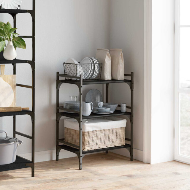 Kitchen Trolley Engineered Wood Rolling Cart Food Service Serving Home