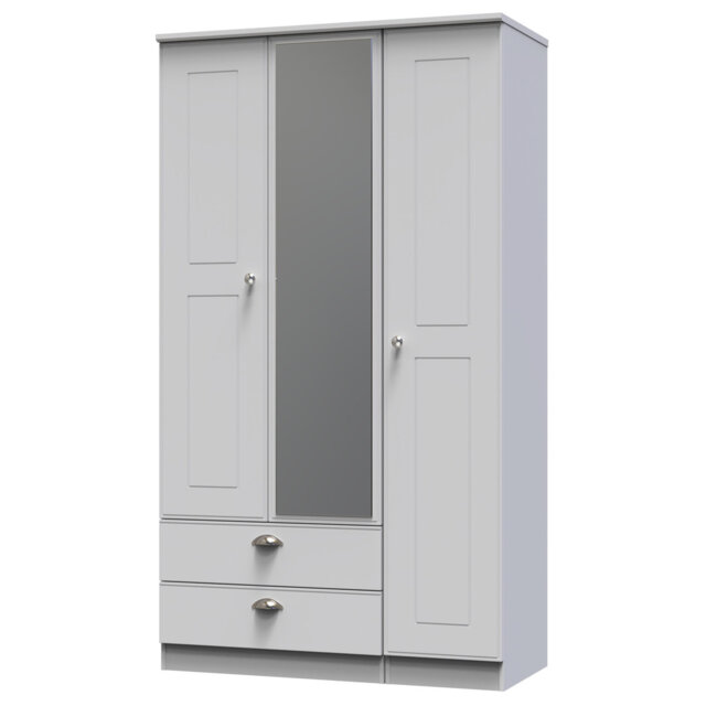 Conners Triple 2 Drawer Wardrobe in Grey Matt