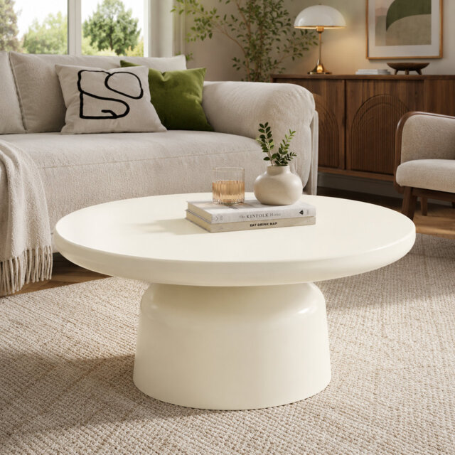 80 cm Round Cream White Coffee Table