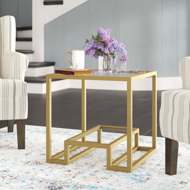 Glass Top Frame End Table