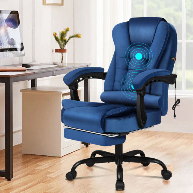 Office Chair Massage Executive Recliner Footrest Swivel Gaming