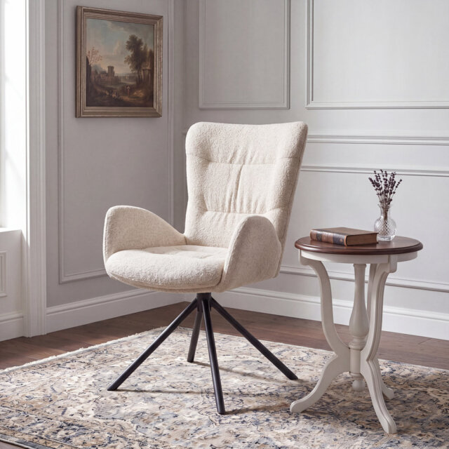 Upholstered Swivel Accent Chair with Tufted Seat
