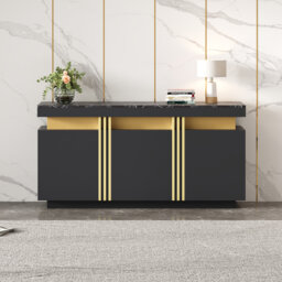 Sideboard with 3 doors and adjustable shelves black