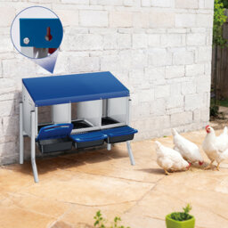 Chicken Nesting Boxes, 3/4 Compartment Metal Laying Box with Pull-Out Egg Tray & Legs, Easy Collection & Cleaning, Wall Mount for Chicken Coop & Farm