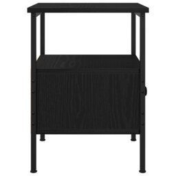 Bedside Cabinet Black Oak 34X36x50 Cm Engineered Wood And Steel