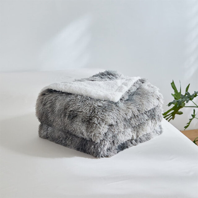 Fluffy Wool Gray Faux Fur Warm Large Suitable For Bed Sofa Car 160X200cm Blanket