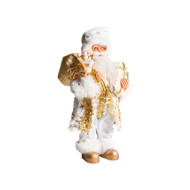 Christmas Decoration STRAUMSFJORDEN Santa Claus 40 cm White/ Gold