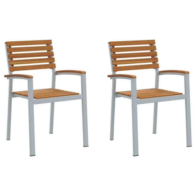 Garden Chair 2 Pcs Brown 56 X 57 X 87Cm Solid Acacia Wood