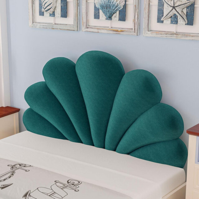Sit-up Back Comfort Wowmax Queen Size Seashell Shaped Headboard Cushion, Soft Upholstered Headboard Pillow For Sitting In Bed