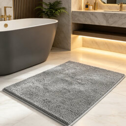 Plush Chenille Bath Mat - Non-Slip, Super Absorbent & Machine Washable