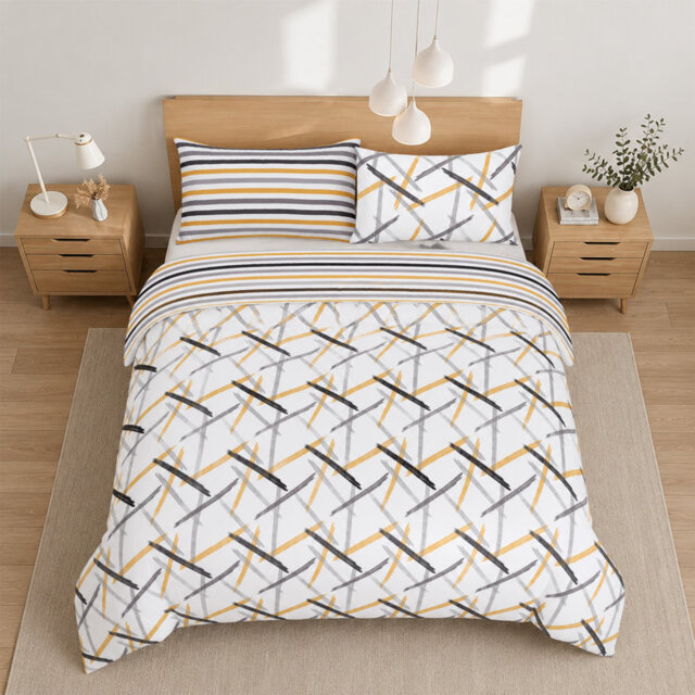 Aspire Homeware Ochre Abstract Stripe Duvet Cover Set (Pack of 2)