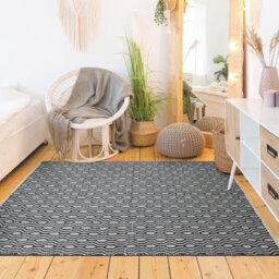 Tahani Extra Soft Flatweave Cotton White/Black Rug