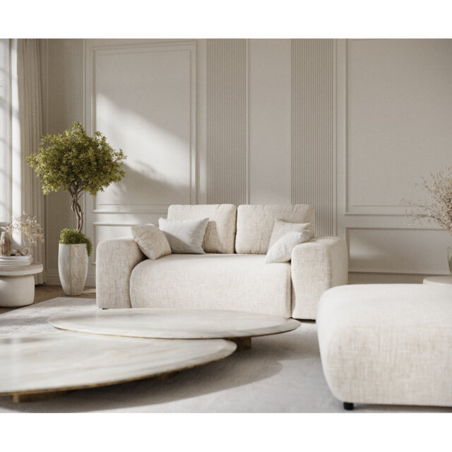 Two-seater square arms loveseat sofa