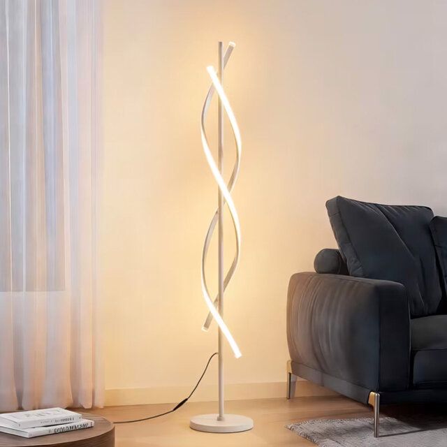 Modern Spiral LED Floor Lamps with Remote Control, 3 Colors Dimmable Floor Lamp for Living Room