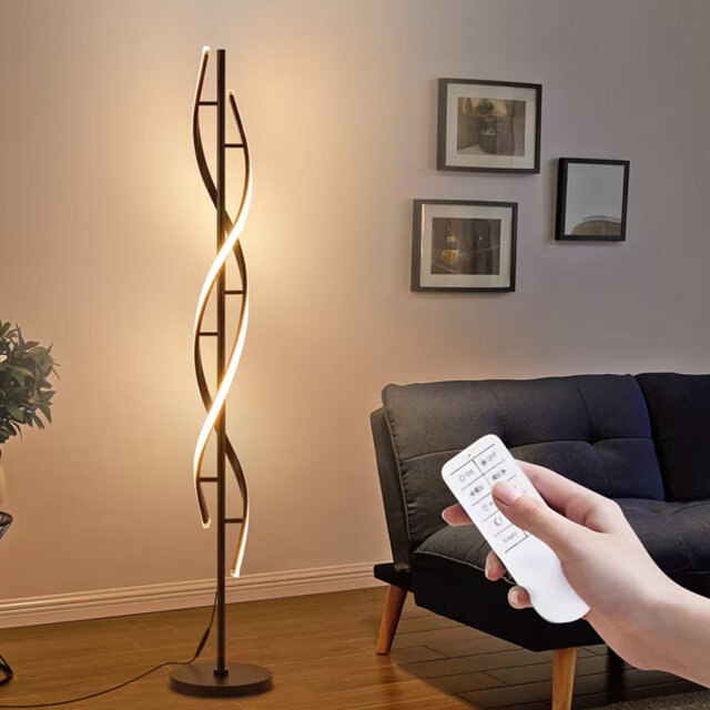Modern Spiral LED Floor Lamps with Remote Control, 3 Colors Dimmable Floor Lamp for Living Room