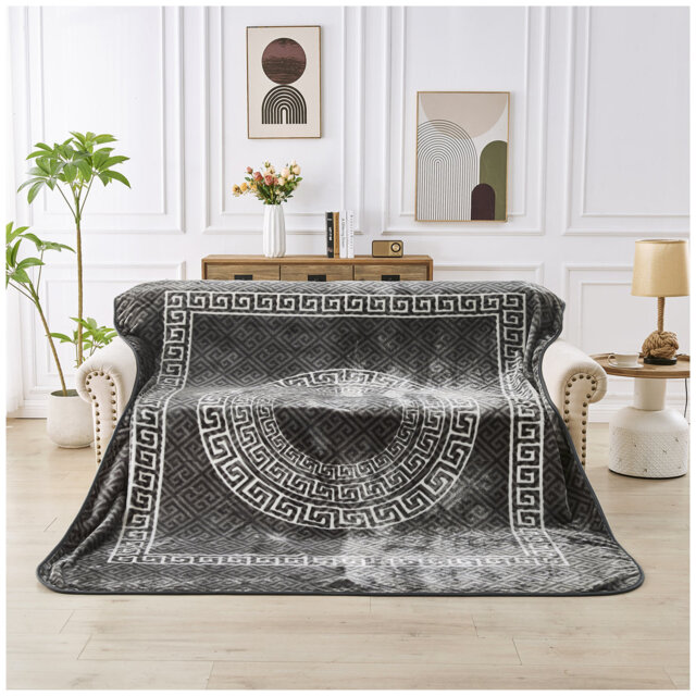 Greek Throw Blanket Warm Cosy Lightweight Decorative Premium Blanket for Sofa Couch Bed Living Room Bedroom Soft Plush All Season