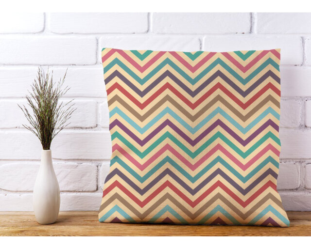 Muscogee Vintage Coloured Chevron Scatter Cushion with Filling