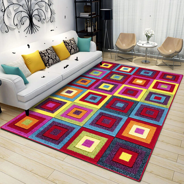 Modern Luxury Hand Carved Multi Colour Bedroom Carpet Small Floor Rug Mat