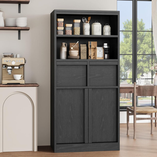 51 Inch Tall Bathroom Storage Cabinet with Doors and Drawers, Freestanding Floor Organizer Shelf for Bathroom, Kitchen, Pantry, Entryway, MDF Waterpro
