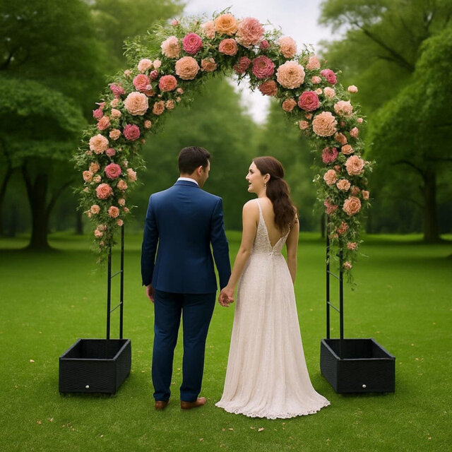 240cm Tall Garden Arbor with Planter Boxes, for Climbing Plants, Weather-Resistant Wedding Backdrop Frame, Outdoor Decorative Archway for Patio, Lawn