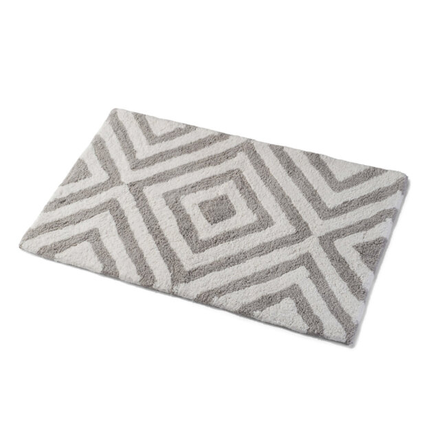 Tribal Zigzag Pattern Stone Bath Mat with Slip Resistant Backing
